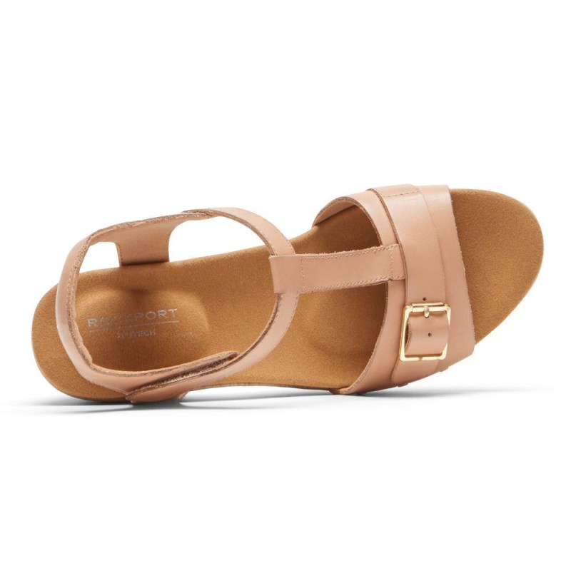 Rockport Vivianne T-Strap Women Heeled Sandals Brown Singapore | EB2-15351