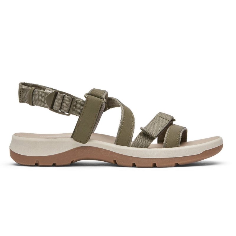 Rockport XCS Trail Tech Washable Strappy Women Sandals Olive Singapore | VU9-01970