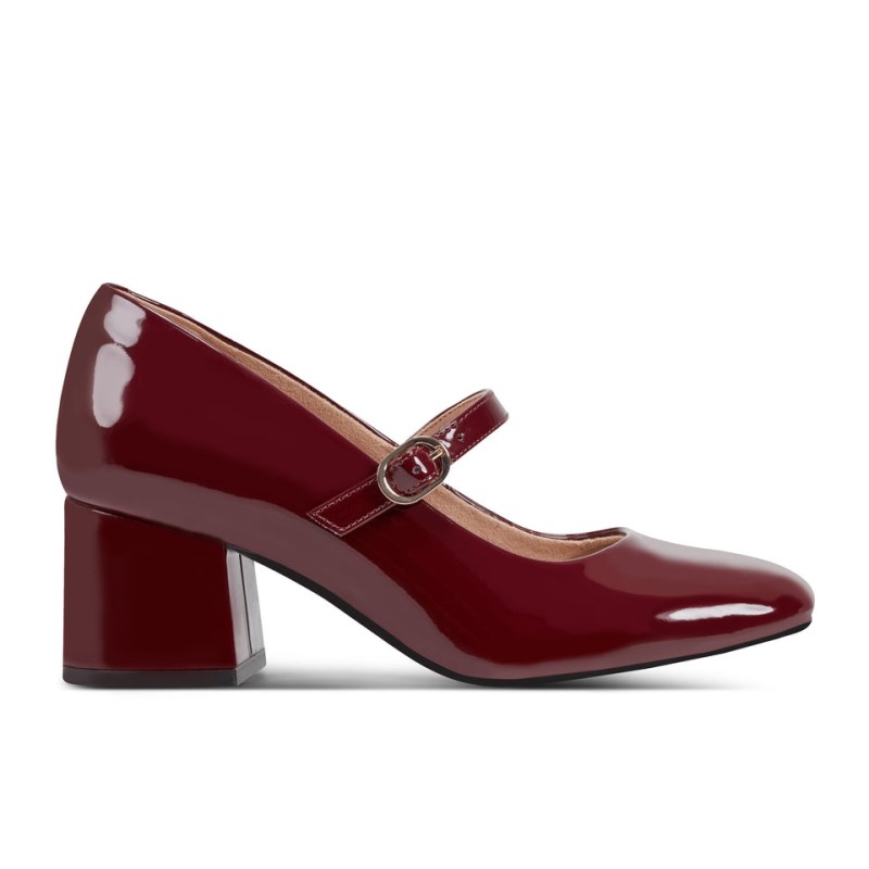 Rockport Xena Block Heel Women Mary Jane Dark Red Singapore | EC8-26992