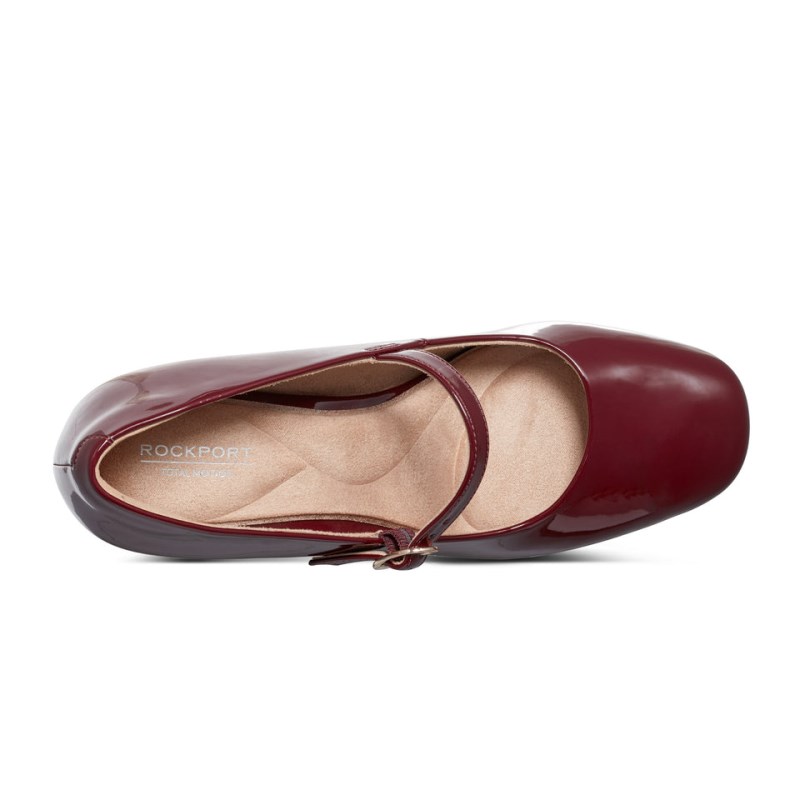 Rockport Xena Block Heel Women Mary Jane Dark Red Singapore | EC8-26992