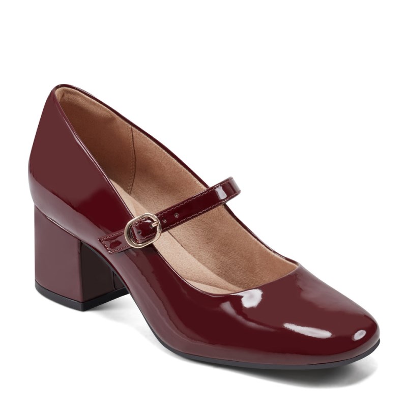 Rockport Xena Block Heel Women Mary Jane Dark Red Singapore | EC8-26992