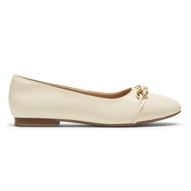 Rockport Zoie Chain Women Ballet Flats Cream Singapore | LD3-64116