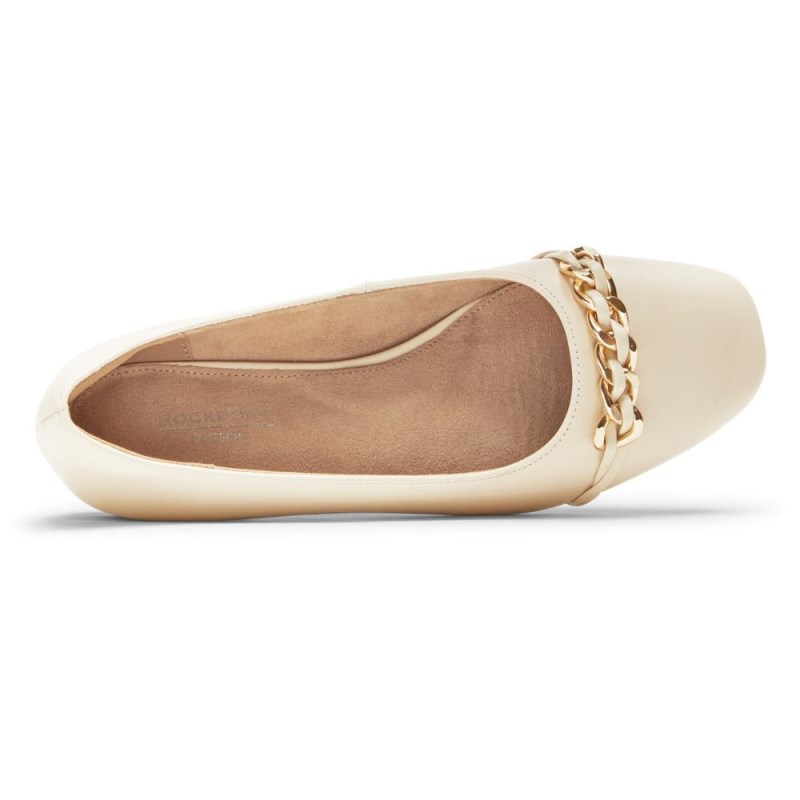 Rockport Zoie Chain Women Ballet Flats Cream Singapore | LD3-64116