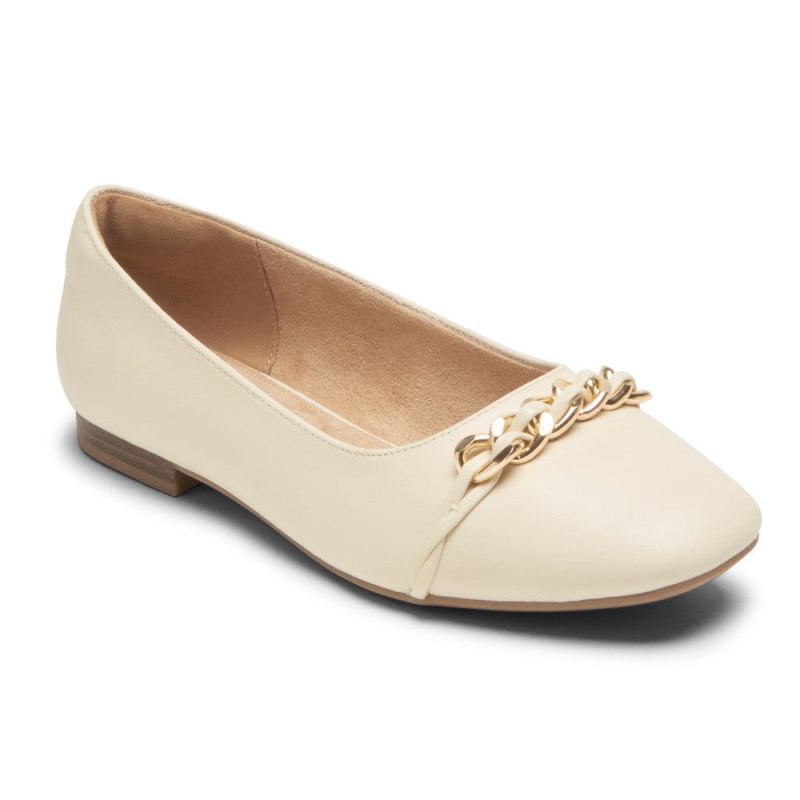 Rockport Zoie Chain Women Ballet Flats Cream Singapore | LD3-64116